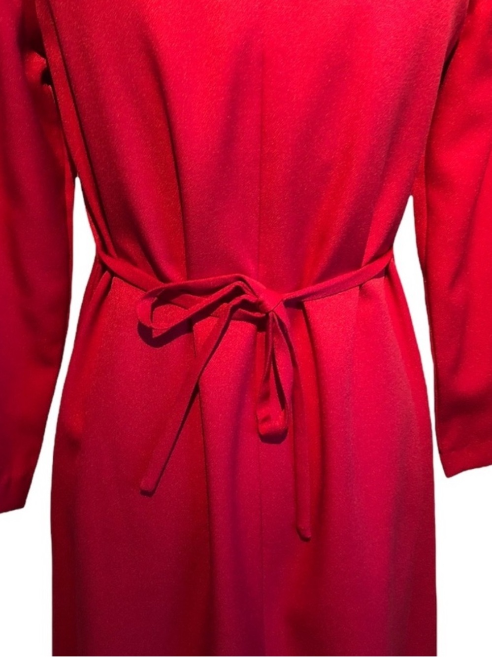 Handmade Red Maxi Dress Lace Appliqué Long Sleeve XXS–XS - Picture 5 of 16